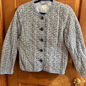 J.Crew Factory Blue Floral Quilted Jacket
